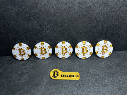 Bitcoin Poker Chips Weiß 5 Stück