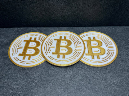 Bitcoin Untersetzer Weiß 100mm 4 Stück