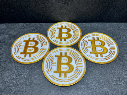 Bitcoin Untersetzer Weiß 100mm 4 Stück