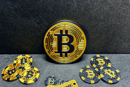 Bitcoin Untersetzer Gold 100mm 4 Stück