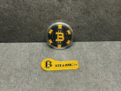 Bitcoin Poker Chips Gold / Schwarz 1 Stück Sammlermünze BiTME Solutions