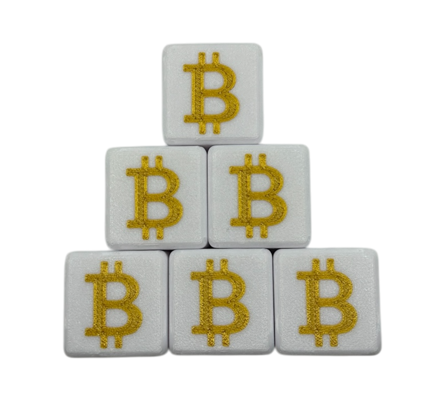 Bitcoin Würfel Weiß / Gold 30x30mm 6 Stück