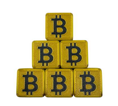 Bitcoin Würfel Gold / Schwarz 30x30mm 6 Stück