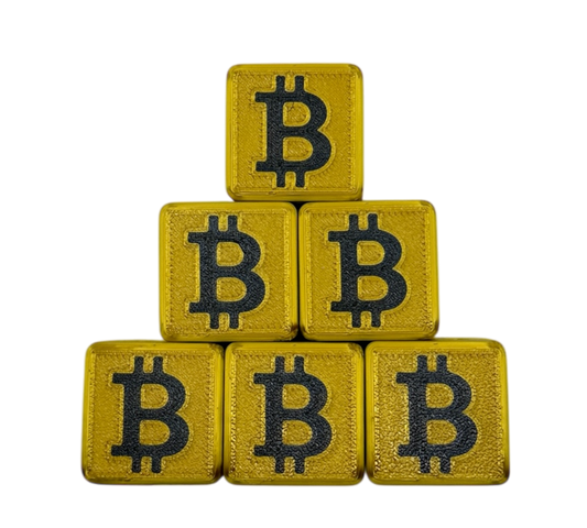 Bitcoin Würfel Gold / Schwarz 30x30mm 6 Stück